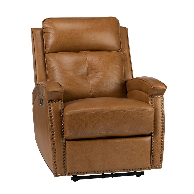 Hermann Contemporary Genuine Leather Power Recliner With Special Shaped Arms for Living Room and Bedroom  | ARTFUL LIVING DESIGN, 1 of 11