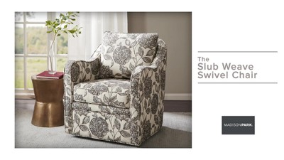 Navy Swivel Accent Chair with Wood Frame and Metal Base