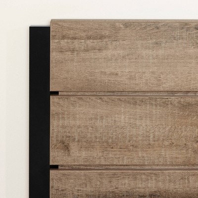 Twin Weathered Oak Platform Bed with Storage Drawers