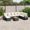 vidaXL Patio Sofa Set with Cushions Outdoor Furniture 9 Piece Poly Rattan - Black and Cream - 2 of 4