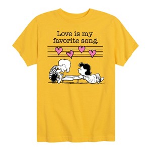Boys' - Peanuts - Lucy And Schroeder Valentine's Piano Short Sleeve Graphic T-Shirt - 1 of 4