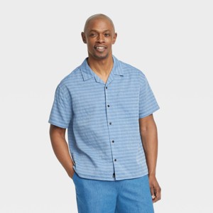 Houston White Adult Short Sleeve Button-Down Camp Shirt - Blue Denim - 1 of 3