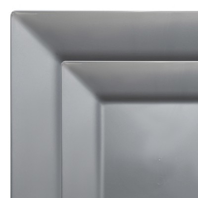Smarty Had A Party Silver Square Plastic Plates Dinnerware Set - 120 Sets