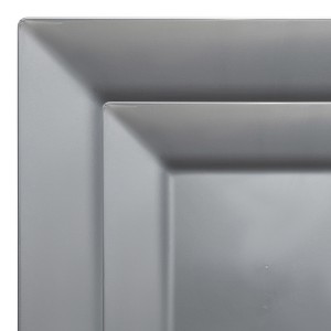 Smarty Had A Party Silver Square Plastic Plates Dinnerware Set - 120 Sets - 1 of 4
