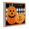 Stupell Industries Festive Halloween Welcome Sign Happy Pumpkins Black Plaid Framed Giclee Art - 2 of 4
