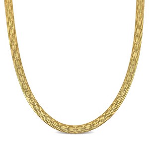 EVERLY JEWELRY | Yellow Plated Sterling Silver 4.5mm Fancy Herringbone Necklace with chain - 16.5 in - 1 of 4