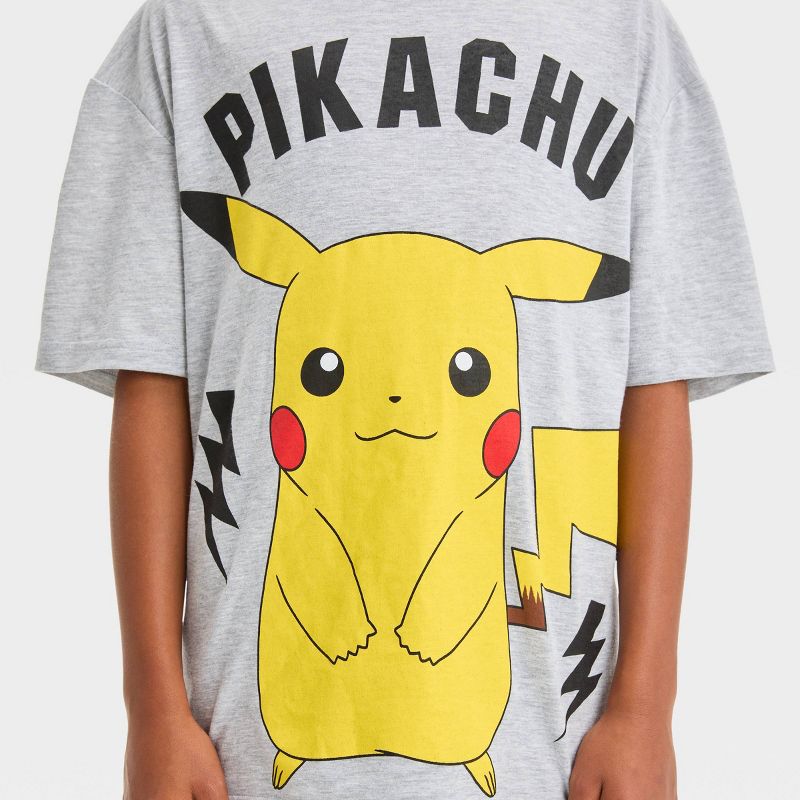 Boys&#39; Pikachu Front Back Elevated Short Sleeve Graphic T-Shirt - Heather Gray, 2 of 4