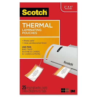 Scotch Luggage Tag Size Thermal Laminating Pouches 5 mil 4 1/5 x 2 1/2 25/Pack TP585325