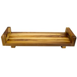 HomeRoots 29"W Natural Teak Bath Tray and Seat with Handles - 1 of 4