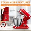 Geek Chef GSM45R Stainless Steel 4.8 Quart Bowl 12 Speed Kitchen Countertop Baking Food Stand Mixer with Beater Paddle, Dough Hook, and Whisk, Red - image 3 of 4