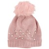 G&S Originals Women's Knit Winter Beanie with Synthetic Fur Pom and Rhinestones - 4 of 4