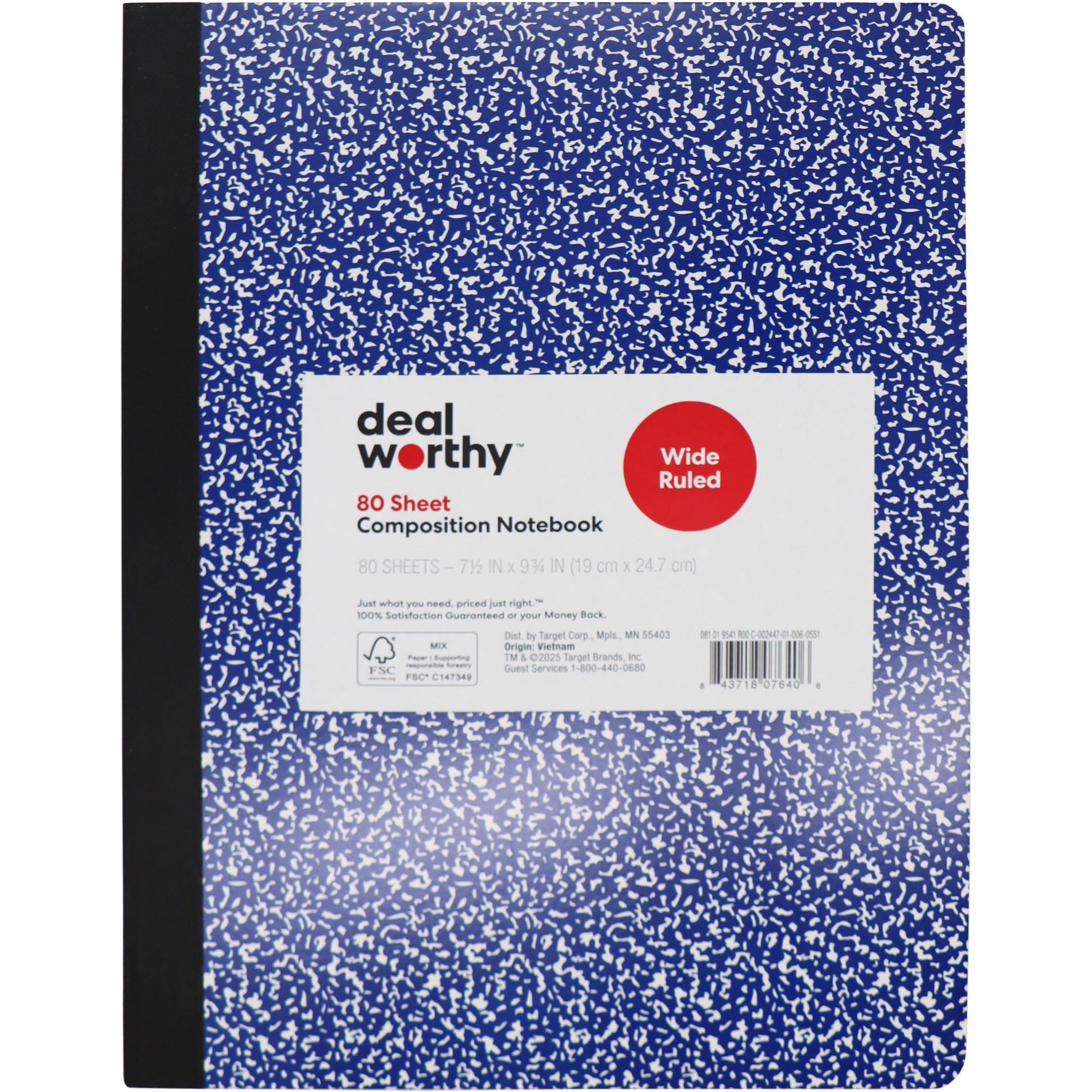 Composition Book Wide Ruled Blue - Dealworthy™