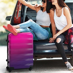 FURNIinspire Bag And Luggage Sets 3 Piece Gradient Color Expandable Suitcase With Spinner Wheels And TSA Lock, Purple And Pink, 20" 24" 28" - 1 of 4