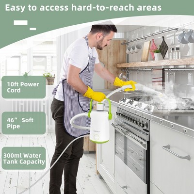 Costway 1000W Green and White Portable Hand-held Steam Cleaner with Accessories