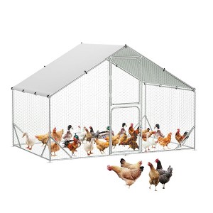 Large Chicken Coop - Metal Chicken Coop Runs for Yard with Waterproof Cover & Double Door, Walk-in Poultry Cage Chickens Pen - 1 of 4