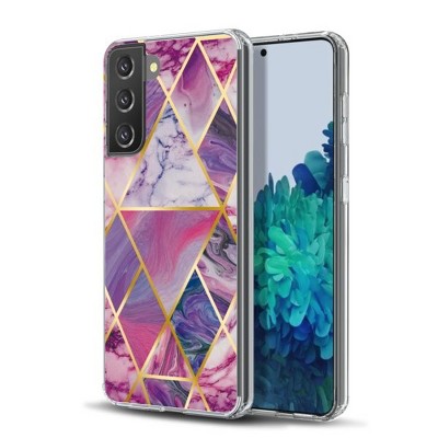 MyBat Fusion Protector Cover Case Compatible With Samsung Galaxy S21 - Electroplated Purple Marbling