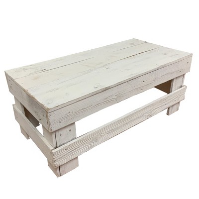 del Hutson Designs Natural Reclaimed Barnwood Rustic Contemporary Farmhouse Decor Style Living Room End or Coffee Table, White