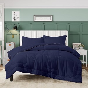 Peace Nest 3 Piece Reversible Silky Luxury Soft Satin Comforter with 2 Satin Pillowcases - 1 of 4