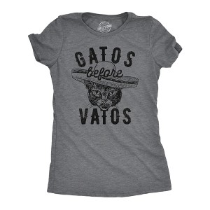 Womens Gatos Before Vatos T Shirt Funny Kitten Lovers Spanish Joke Tee For Ladies - Crazy Dog Women's T Shirt - 1 of 4