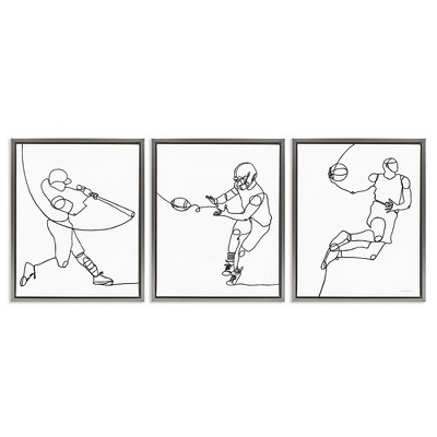 Stupell Industries Simple Line Doodle Playing Sports, 25" x 31"