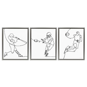 Stupell Industries Simple Line Doodle Playing Sports, 25" x 31" - 1 of 4
