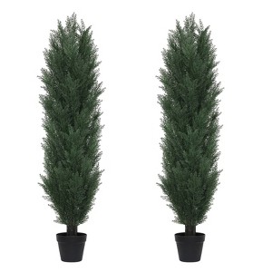 poetree 3/4/5/6ft Faux Cedar Plant in Pot,Artificial Topiary Cone Tree UV Resistant in Pot - 1 of 4