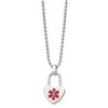 Chisel Stainless Steel with Red Enamel Heart Lock Medical ID Pendant on a 24" Ball Chain Necklace - 4 of 4