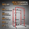 Multi-Functional Power Rack with LAT Pulldown, with Cable Pulley System and J-Hooks, with Dip Bars and Landmine Attachment, for Home Gym(Black/Red) - 4 of 4