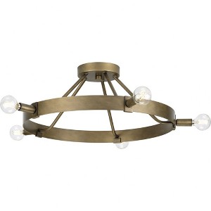 Progress Lighting Breckenridge 5-Light Flush Mount Aged Bronze Steel Fixture: Enhance interiors with rustic yet refined design. - 1 of 1