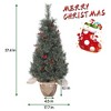 Small Christmas Tree, 3ft Pre-Lit Mini Christmas Tree with 78 Warm White LED Lights, Small Holiday Xmas Tree with Pine Cones - 2 of 4