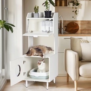 LOVMOR Litter Box Enclosure with Shelves and Doors Pet Crate Storage Cabinet - 1 of 4