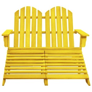 vidaXL Garden Chair White Fir Wood 2-seater Ergonomic Adirondack Chair - Yellow - 1 of 4