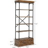 Homhougo 5 Tier Bookshelf with Cabinet Drawer, Modern Tall Open Bookcase, Wood and Metal Display Standing Shelf Unit, Farmhouse Corner Shelf - 2 of 4