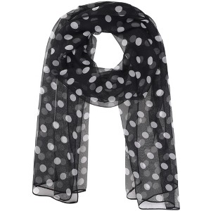 INSPIRE CHIC Women's 1950s Polka Dots Chiffon Retro Lightweight Soft Sheer Long Scarves for All Season 1Pc - 1 of 4