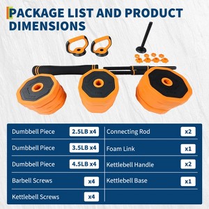 1pcs PE Sand Filled Orange Octagonal Multi-Function Dumbbell Set, Adjustable Iron Sand Weight, Durable Compact Home Gym Strength Training Equipment - 1 of 4