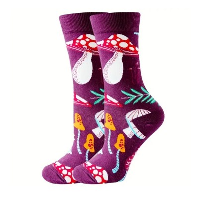 Mushroom Pattern Socks (Women's Sizes Adult Medium) from the Sock Panda