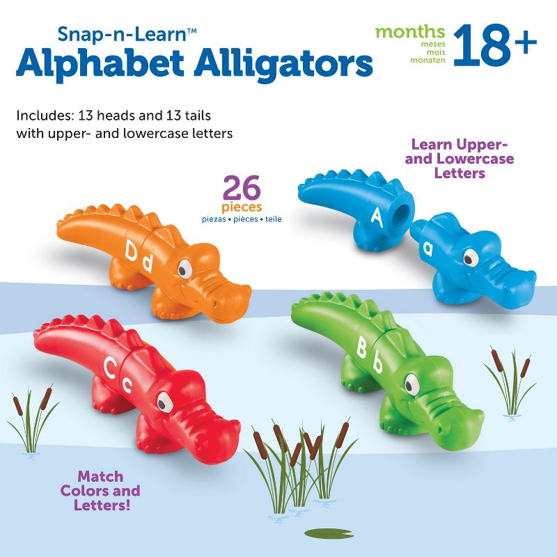 Learning Resources Snap N Learn Alphabet Alligators, 26 Double-Sided Pieces, Ages 18 mos+, 4 of 7