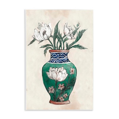 Stupell Industries Floral Oriental Vase, 13" x 19"