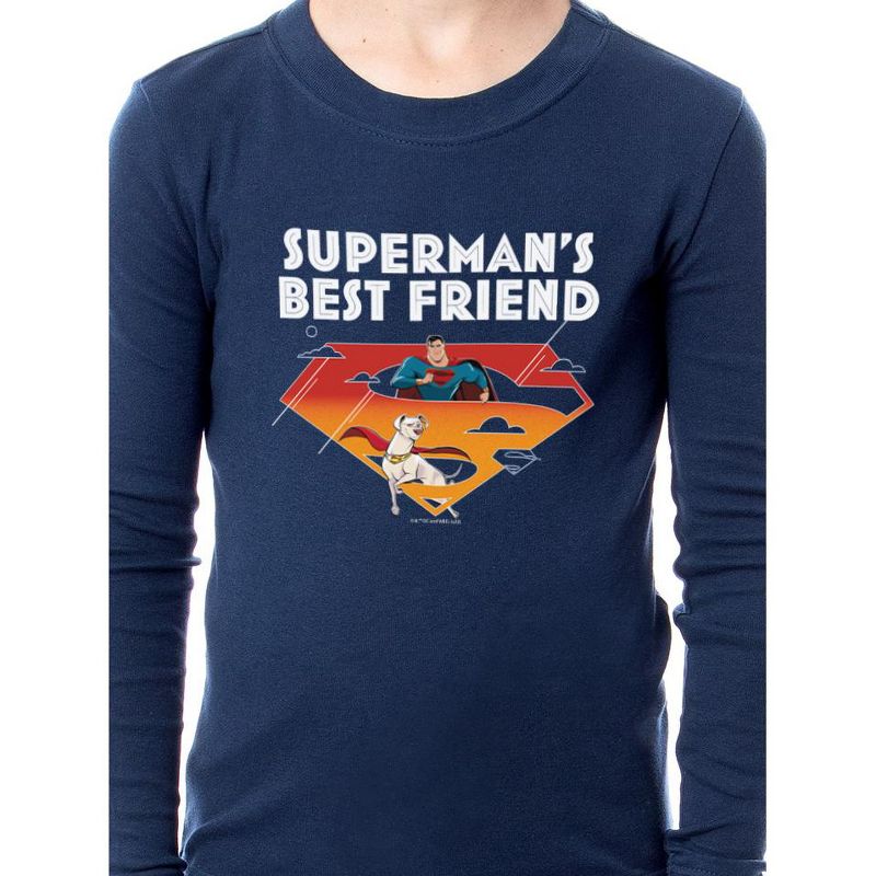 DC League of Super-Pets Unisex Boys Girls Superman Krypto Sleep Pajama Set Blue, 3 of 5