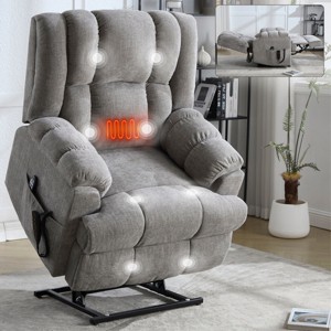 Chenille Power Lift Recliner Chair with Dual Motor & Heat Massage, Heavy Duty Electric Reclining Armchair for Elderly Support-Cuddlewood - 1 of 4