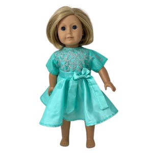 Doll Clothes Superstore Mint Sparkle Party Dress Fits 18 Inch Girl Dolls Like American Girl Our Generation My Life Dolls - 1 of 4