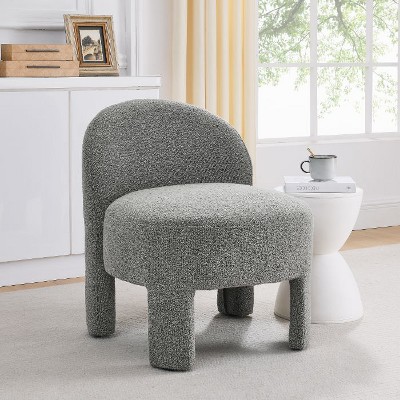 CAVINAS Modern Loop Yarn Accent Chair With Backrest, Armless Upholstered Side Chair for Small Spaces