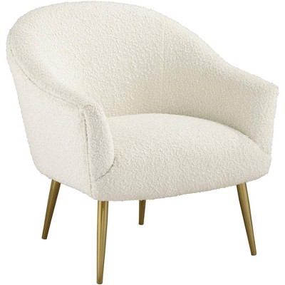 White fuzzy chair discount with gold legs