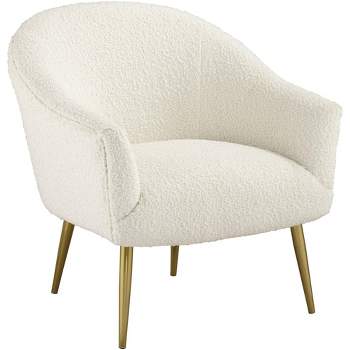 55 Downing Street Lina White Sheep Accent Chair with Gold Legs