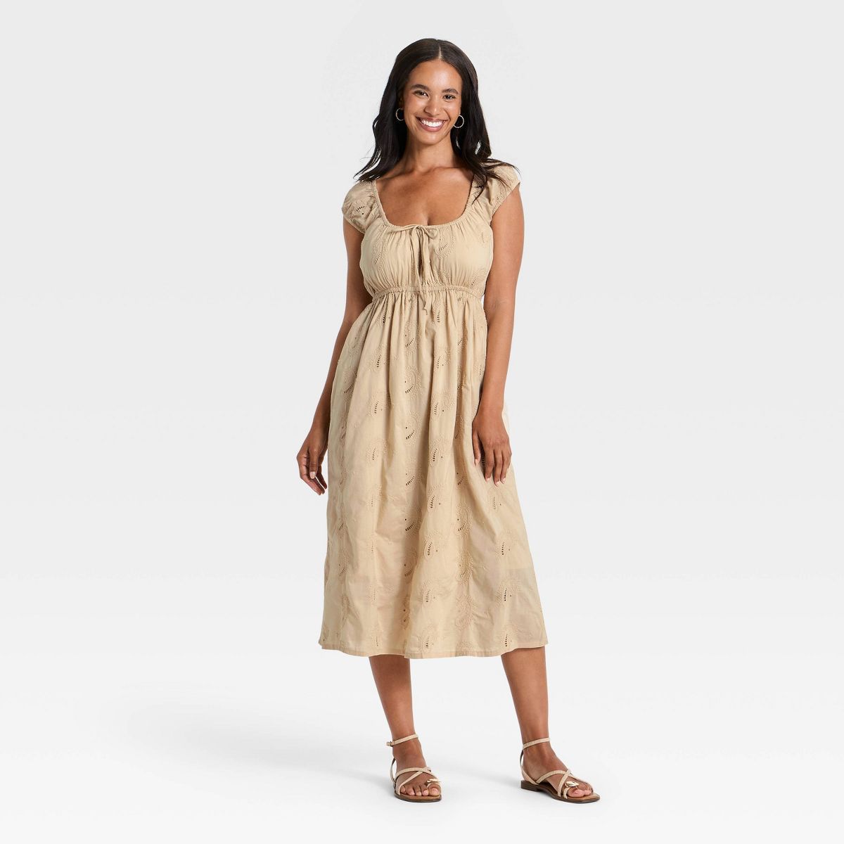 Women's Cap Sleeve Eyelet Midi Sundress - Universal Thread™