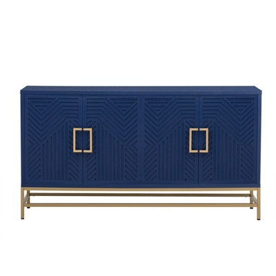 Vynxaria Navy Blue/Black/Espresso Decorative Storage Cabinet with Adjustable Shelves