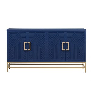 Vynxaria Navy Blue/Black/Espresso Decorative Storage Cabinet with Adjustable Shelves - 1 of 4