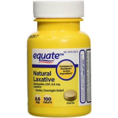 Equate Natural Vegetable Laxative Tablets, Sennosides 8.6 mg, 100 Count