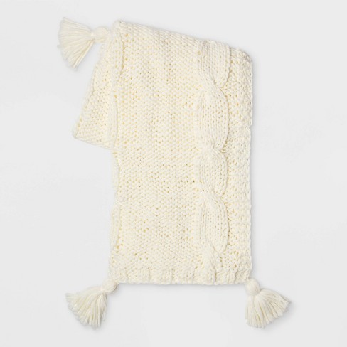 Chunky Cable Knit Throw Blanket Cream Threshold Target