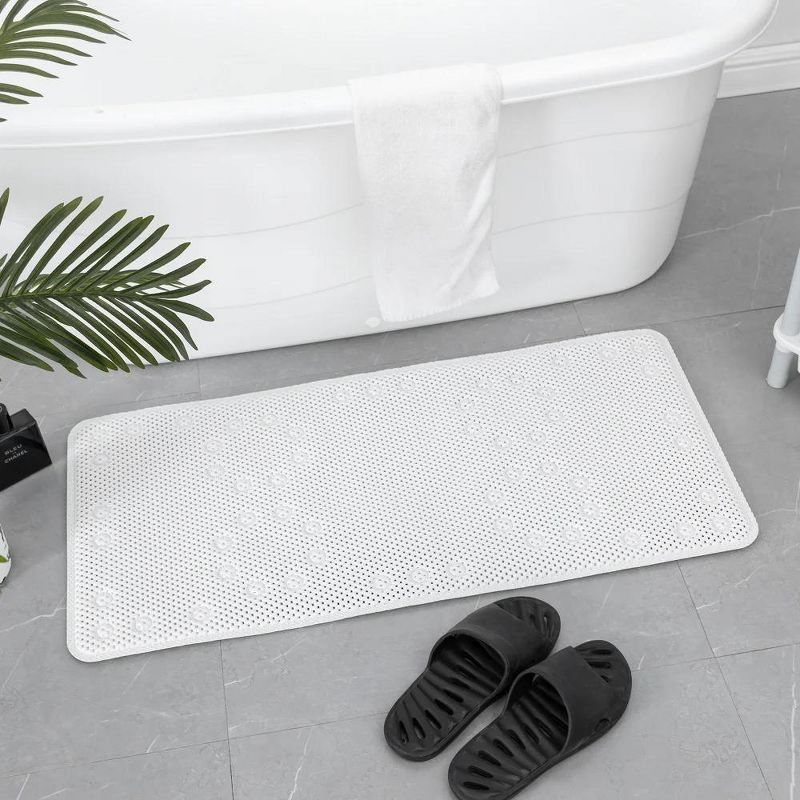J&V TEXTILES Shower and Bathtub Mat, 36x17, Long Double Foam Bath Tub Floor Mats with Suction Cups and Drainage Holes, Machine Washable, 1 of 10